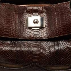 Pre Owned Chloe Brown Python Leather Chain Handle Tote