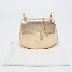 Pre Owned Chloe Metallic Gold Leather Medium Drew Shoulder Bag