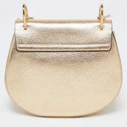 Pre Owned Chloe Metallic Gold Leather Medium Drew Shoulder Bag