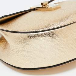 Pre Owned Chloe Metallic Gold Leather Medium Drew Shoulder Bag