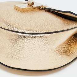 Pre Owned Chloe Metallic Gold Leather Medium Drew Shoulder Bag