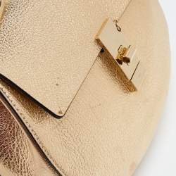 Pre Owned Chloe Metallic Gold Leather Medium Drew Shoulder Bag