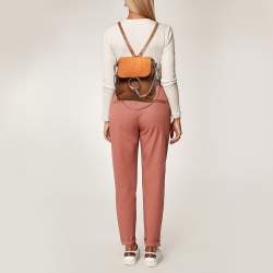 Chloe Brown Leather and Suede Small Faye Backpack