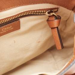 Chloe Brown Leather and Suede Small Faye Backpack