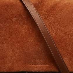 Chloe Brown Leather and Suede Small Faye Backpack