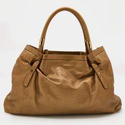 Pre Owned Chloe Metallic Gold Leather Large Victoria Tote