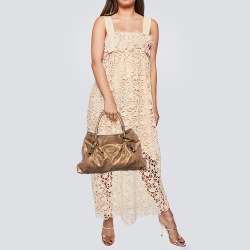 Pre Owned Chloe Metallic Gold Leather Large Victoria Tote