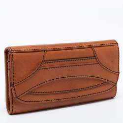 Pre Owned Chloe Brown Leather Continental Wallet