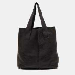 Pre Owned Chloe Black Leather Twin Pocket Shopper Tote