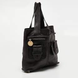 Pre Owned Chloe Black Leather Twin Pocket Shopper Tote