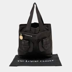 Pre Owned Chloe Black Leather Twin Pocket Shopper Tote