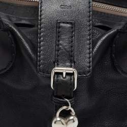 Pre Owned Chloe Black Leather Heart Charm Flap Satchel