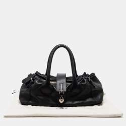 Pre Owned Chloe Black Leather Heart Charm Flap Satchel
