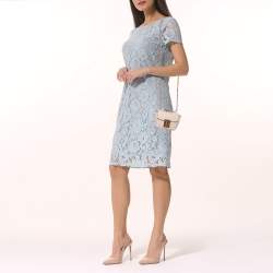 Pre Owned Chloe Peach Leather Mini Elsie Crossbody Bag