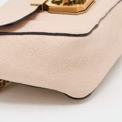 Pre Owned Chloe Peach Leather Mini Elsie Crossbody Bag