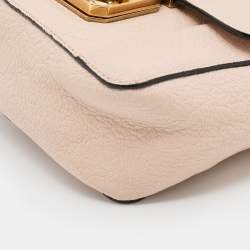 Pre Owned Chloe Peach Leather Mini Elsie Crossbody Bag