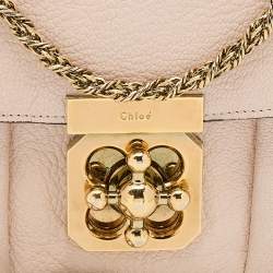 Pre Owned Chloe Peach Leather Mini Elsie Crossbody Bag