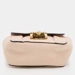 Pre Owned Chloe Peach Leather Mini Elsie Crossbody Bag