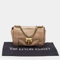 مملوكة مسبقًا Chloe Metallic Beige Leather Medium Elsie Chain Flap Shoulder Bag