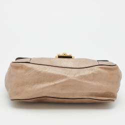 مملوكة مسبقًا Chloe Metallic Beige Leather Medium Elsie Chain Flap Shoulder Bag