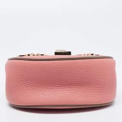 Pre Owned Chloe Pink Leather Nano Flowers Crystal Embellished Drew Shoulder Bag