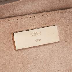 Pre Owned Chloe Pink Leather Nano Flowers Crystal Embellished Drew Shoulder Bag
