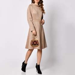 Pre Owned حقيبة كلتش كلوي سوار النيل سويدي وجلد لامع بيج