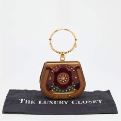 Pre Owned حقيبة كلتش كلوي سوار النيل سويدي وجلد لامع بيج