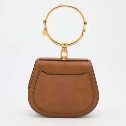 Pre Owned حقيبة كلتش كلوي سوار النيل سويدي وجلد لامع بيج