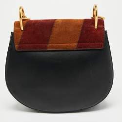 مملوكة مسبقًا Chloe Multicolor Suede Patchwork Studded Medium Drew Shoulder Bag