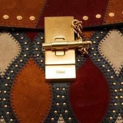 مملوكة مسبقًا Chloe Multicolor Suede Patchwork Studded Medium Drew Shoulder Bag