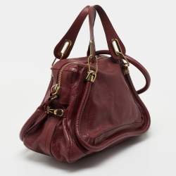 Pre Owned Chloe Burgundy Leather Medium Paraty Satchel