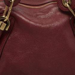 Pre Owned Chloe Burgundy Leather Medium Paraty Satchel
