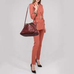 Pre Owned Chloe Burgundy Leather Medium Paraty Satchel