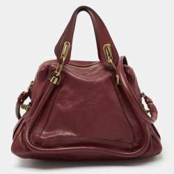 Pre Owned Chloe Burgundy Leather Medium Paraty Satchel