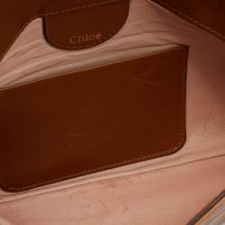 Chloe Brown/Silver Leather and Suede June Bow Clutch