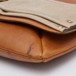 Chloe Brown/Silver Leather and Suede June Bow Clutch