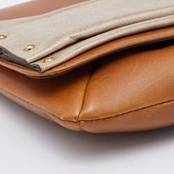 Chloe Brown/Silver Leather and Suede June Bow Clutch
