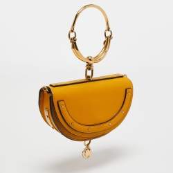 Pre Owned Chloe Mustard Yellow Leather Nile Bracelet Minaudière Crossbody Bag