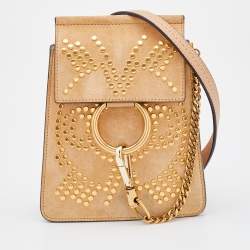 Chloé Beige Leather and Suede Mini Faye Crossbody Bag