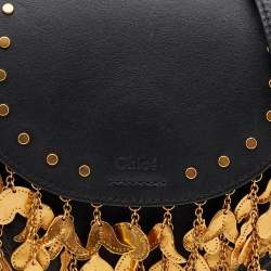 Pre Owned Chloe Black Leather Small Embellished Hudson Shoulder Bag
