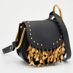 Pre Owned Chloe Black Leather Small Embellished Hudson Shoulder Bag