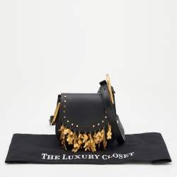 Pre Owned Chloe Black Leather Small Embellished Hudson Shoulder Bag