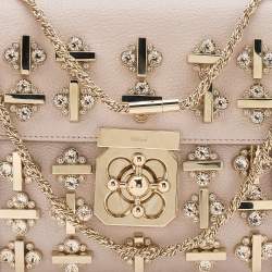 Pre Owned Chloe Baby Pink Leather Crystal Embellished Elsie Shoulder Bag