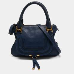 مملوكة مسبقًا Chloe Blue Leather Small Marcie Satchel