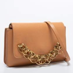 Pre Owned Chloe Beige Leather Drew Bijou Clutch