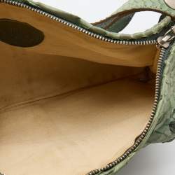 Pre Owned Chloe Green Python Leather Metal Studded Baguette