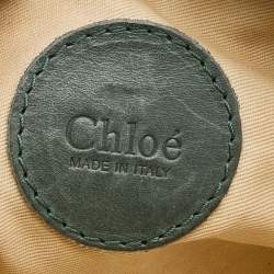 Pre Owned Chloe Green Python Leather Metal Studded Baguette