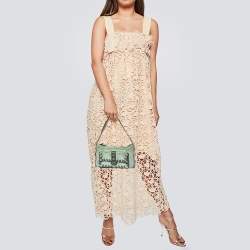 Pre Owned Chloe Green Python Leather Metal Studded Baguette