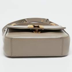 Pre Owned Chloe Grey Leather Small C Double Carry Top Handle Bag